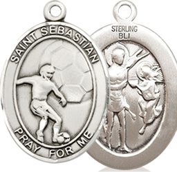 [8603SS] Sterling Silver Saint Sebastian Soccer Medal