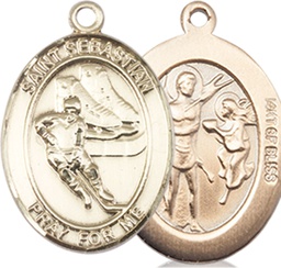 [8604GF] 14kt Gold Filled Saint Sebastian Hockey Medal