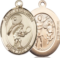 [8605GF] 14kt Gold Filled Saint Sebastian Tennis Medal