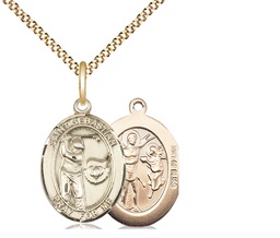 [8606GF/18G] 14kt Gold Filled Saint Sebastian Golf Pendant on a 18 inch Gold Plate Light Curb chain