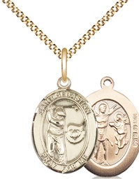 [8606GF/18G] 14kt Gold Filled Saint Sebastian Golf Pendant on a 18 inch Gold Plate Light Curb chain