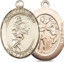 [8607GF] 14kt Gold Filled Saint Sebastian Softball Medal