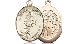 [8607GF] 14kt Gold Filled Saint Sebastian Softball Medal