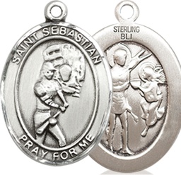 [8607SS] Sterling Silver Saint Sebastian Softball Medal