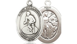 [8608SS] Sterling Silver Saint Sebastian Wrestling Medal