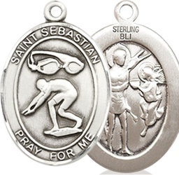 [8611SS] Sterling Silver Saint Sebastian Swimming Medal