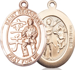 [8615GF] 14kt Gold Filled Saint Sebastian Karate Medal