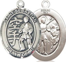 [8615SS] Sterling Silver Saint Sebastian Karate Medal