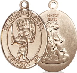 [8700GF] 14kt Gold Filled Guardian Angel Baseball Medal