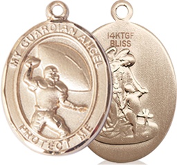 [8701GF] 14kt Gold Filled Guardian Angel Football Medal