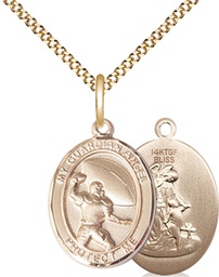 [8701GF/18G] 14kt Gold Filled Guardian Angel Football Pendant on a 18 inch Gold Plate Light Curb chain