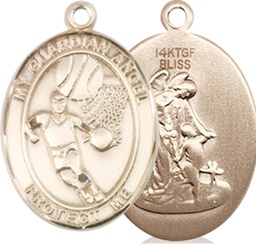 [8702GF] 14kt Gold Filled Guardian Angel Basketball Medal