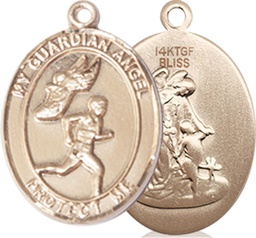 [8709GF] 14kt Gold Filled Guardian Angel Track&amp;Field-Men Medal