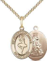 [8712GF/18G] 14kt Gold Filled Guardian Angel Dance Pendant on a 18 inch Gold Plate Light Curb chain