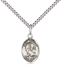 [9000SS/18S] Sterling Silver Saint Andrew the Apostle Pendant on a 18 inch Light Rhodium Light Curb chain
