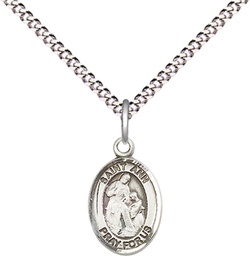 [9002SS/18S] Sterling Silver Saint Ann Pendant on a 18 inch Light Rhodium Light Curb chain