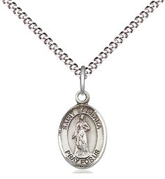 [9006SS/18S] Sterling Silver Saint Barbara Pendant on a 18 inch Light Rhodium Light Curb chain
