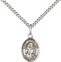 [9007SS/18S] Sterling Silver Saint Augustine Pendant on a 18 inch Light Rhodium Light Curb chain