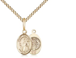 [9008GF/18G] 14kt Gold Filled Saint Benedict Pendant on a 18 inch Gold Plate Light Curb chain