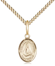 [9011GF/18G] 14kt Gold Filled Saint Frances Cabrini Pendant on a 18 inch Gold Plate Light Curb chain