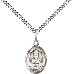[9012SS/18S] Sterling Silver Saint Alexander Sauli Pendant on a 18 inch Light Rhodium Light Curb chain