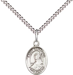 [9013SS/18S] Sterling Silver Saint Benjamin Pendant on a 18 inch Light Rhodium Light Curb chain