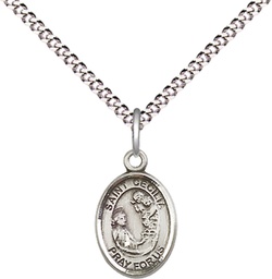 [9016SS/18S] Sterling Silver Saint Cecilia Pendant on a 18 inch Light Rhodium Light Curb chain