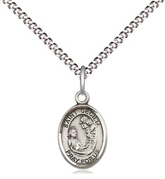 [9016SS/18S] Sterling Silver Saint Cecilia Pendant on a 18 inch Light Rhodium Light Curb chain