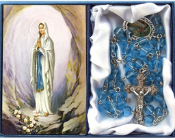[967/LOU/C1] Rosary Glass Blue Lourdes
