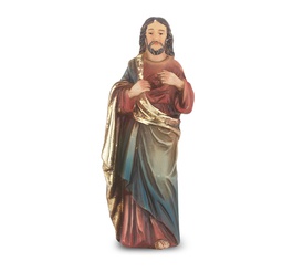 [HI-1735-101] 4&quot; Cold Cast Resin Hand Painted Statue of Sacred Heart 