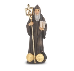 [HI-1735-645] 4&quot; Cold Cast Resin Hand Painted Statue of St. Benedict 