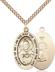 [11098GF/24GF] 14kt Gold Filled Scapular Pendant on a 24 inch Gold Filled Heavy Curb chain