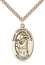 [11108GF/24GF] 14kt Gold Filled Saint Thomas Aquinas Pendant on a 24 inch Gold Filled Heavy Curb chain