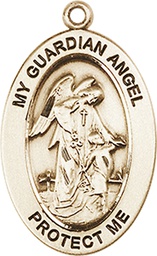 [11118GF] 14kt Gold Filled Guardian Angel w/Child Medal