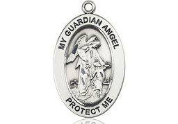 [11118SS] Sterling Silver Guardian Angel w/Child Medal