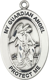 [11118SS] Sterling Silver Guardian Angel w/Child Medal