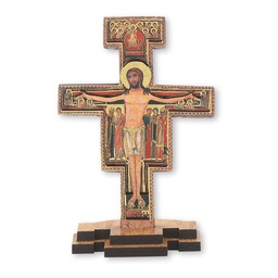 [HI-22265-6B] 5&quot; Three Dimensional San Damiano Cross on Base