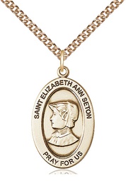 [11224GF/24GF] 14kt Gold Filled Saint Elizabeth Ann Seton Pendant on a 24 inch Gold Filled Heavy Curb chain