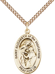 [11311GF/24GF] 14kt Gold Filled Saint Elizabeth of the Visitation Pendant on a 24 inch Gold Filled Heavy Curb chain