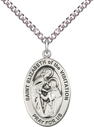 [11311SS/24SS] Sterling Silver Saint Elizabeth of the Visitation Pendant on a 24 inch Sterling Silver Heavy Curb chain