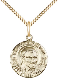 [1155GF/18G] 14kt Gold Filled Saint Vincent de Paul Pendant on a 18 inch Gold Plate Light Curb chain