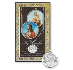 [HI-950-220] Scapular Genuine Pewter Medal on a 24&quot; Chain with Biography and Picture Folder