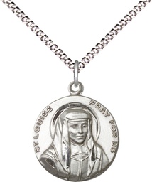 [1160SS/18S] Sterling Silver Saint Louise Pendant on a 18 inch Light Rhodium Light Curb chain
