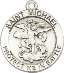 [1170SS] Sterling Silver Saint Michael Guardian Angel Medal