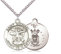 [1170SS2/24SS] Sterling Silver Saint Michael Army Pendant on a 24 inch Sterling Silver Heavy Curb chain