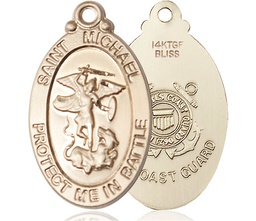 [1171GF3] 14kt Gold Filled Saint Michael Guardian Angel Coast Guard Medal