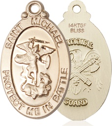 [1171GF5] 14kt Gold Filled Saint Michael National Guard Medal