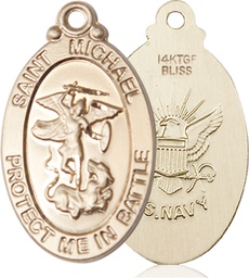 [1171GF6] 14kt Gold Filled Saint Michael Navy Medal