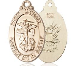 [1171GF6] 14kt Gold Filled Saint Michael Navy Medal