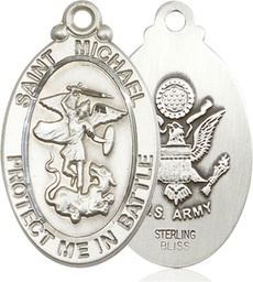 [1171SS2] Sterling Silver Saint Michael Army Medal